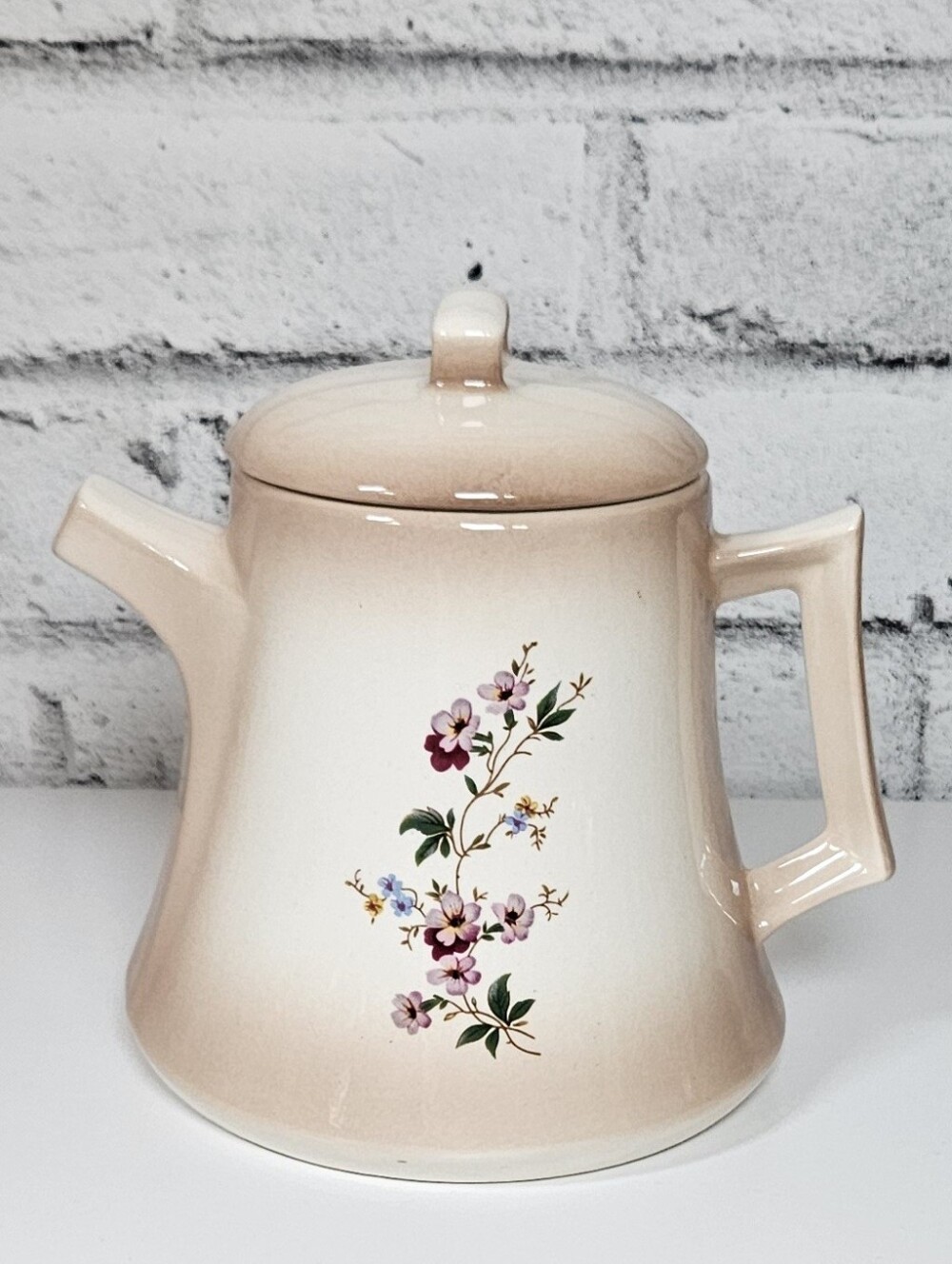 Vintage Pink Floral Ceramic Coffee Pot With Lid Cottagecore Retro Kitchen Decor